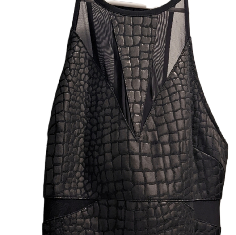 ASTR Black Faux Leather Croc Embossed Racerback Dress M - Picture 3 of 6